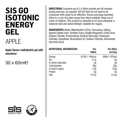 SIS GO Gel Energético Isotónico 60ml Manzana #3