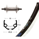 Rueda Delantera Winora Rígida ZAC 19 Eje Macizo 100mm Negro/Plata